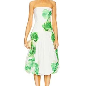 Amanda Uprichard Strapless Dress in Green and White